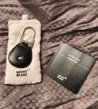 Montblanc Portachiavi In Pelle Nera Con Astuccio In Tessuto Bianco