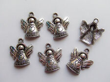 3pz charms ciondoli Angelo cuore 21x19mm,bijoux angeli colore argento tibet