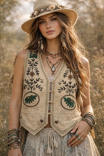Gilet cotone ricamato - , moda