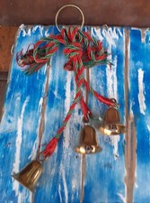 3 Campane in Ottone con Cordone a Parete Campanaccio Campanello da Porta Vintage