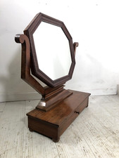 ANTICA PSICHE SPECCHIO OTTAGONALE a LIRA BASCULANTE CASSETTO LEGNO NOCE  '800