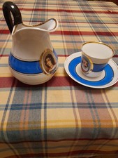  ANTICA CARAFFA LATTIERA CERAMICA   E TAZZA GINORI  DOCCIA DEC A MANO MINIATURE