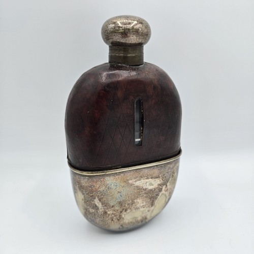 Vintage leather hip flask - hip,