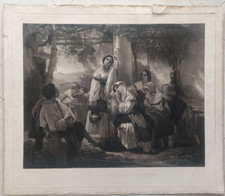 Fine 800 Incisione all'acquatinta Gli Italiani alla fontana Goupil 74x86 cm.