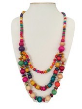 Collana da donna dichiarazione collana look a strati bigiotteria stile Ibiza catena moda legno