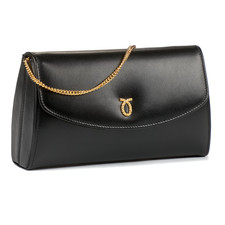 Pochette Launer London Tosca, nera con camoscio rosso