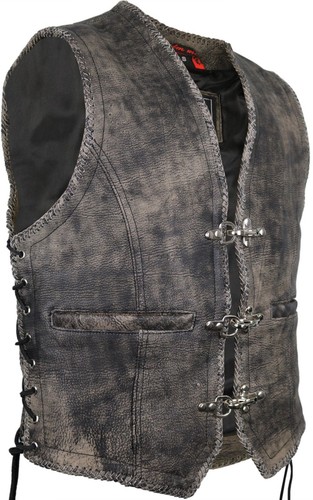 Gilet pelle look usato - gilet, in