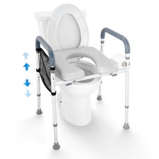 VEVOR Sedile WC Rialzato 49,9 a 64,9 cm 158kg Telaio Alluminio Ausilio da Bagno