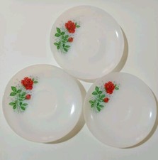 ARCOPAL FRANCE 3 PIATTI Dolce Dessert FONDI CM.16 Rose FIORI VINTAGE Usati Rari 