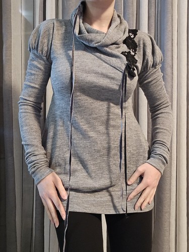 Women grey wool long - grey, jersey