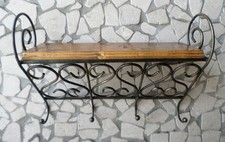 MENSOLA RUSTICA ARTE POVERA IN FERRO BATTUTO LEGNO CUCINA PORTASPEZIE BARATTOLI 