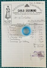 Rarissima Fattura Negozio Casalingo Carlo SIGISMUND-Torino 1907