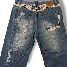 Jeans Karakuri Tamashii drago ricamato ampio denim modello pitone taglia 38