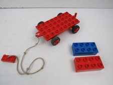 3 pezzi LEGO DUPLO RIMORCHIO vagone 4x8 con ruote in gomma blocchi rosso blu di