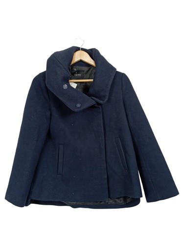 Zara cappotto donna blu collo - zara,