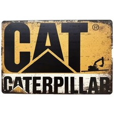 Insegna Targa Vintage Cat Caterpillar 20x30cm in Metallo