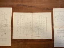 Coppia Antiche Grandi Tavole Architettura 1850 École Des Arts Parigi Stampe