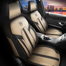 Coprisedili adatti per Ford Fiesta in Alcantara beige-nero con tasca posteriore