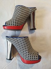 PIANURASTUDIO sabot tacco alto open toe bianco nero 37 