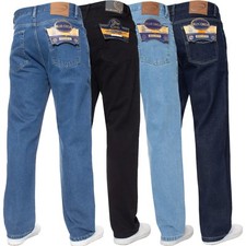 Jeans uomo gamba dritta regular fit pantaloni denim pesanti tutte le taglie vita UK