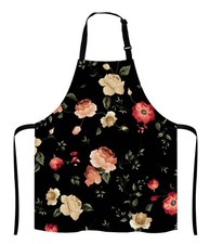 Grembiule bavaglino regolabile rose motivo floreale acquerello cucina tasche cucina