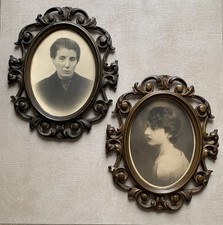 Coppia  di cornici ovali antiche in legno intagliato inizio '900 35x28 cm Rare