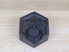 antico PESO ESAGONALE PER BASCULA con anello per bilancia 1 chilo vintage di