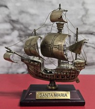 Miniatura ottone veliero Santa Maria base legno molto dettagliata nick su base