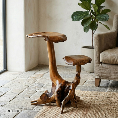 Skulptur funghi legno teak - skulptur,