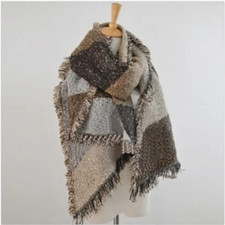 Écharpe Femme Plaid Frangée