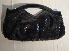 Pochette da sera nera con manico in paillettes e manico superiore, borsa dichiarazione scintillante
