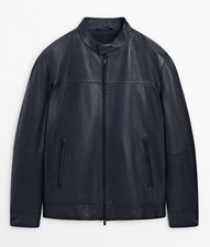 Giacca di pelle uomo Massimo Dutti taglia XL, nuova con etichetta