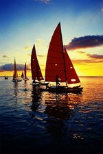 617475 Poster Stampa da Parete Catamarani Fuori Waikiki Moto d'Acqua Mare