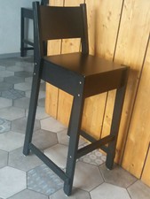 Sgabello in legno laccato nero opaco