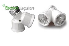 PORTALAMPADA E27 DOPPIO SDOPPIATORE PORTA LAMPADA