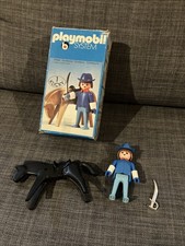 +++ 100% Playmobil System Western 3353 soldato con cavallo scatola originale da collezione RARO +++