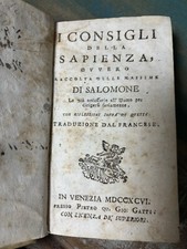 Libro Antico Massime Re Salomone Venezia Settecentina 1796  Pergamena Misticismo