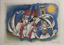 Bonciani Adorno litografia "Concerto in Piazza" 50x70 firmata numerata