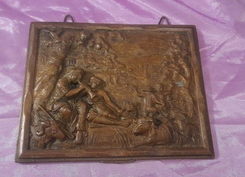 Antica placca bronzo scena - in,