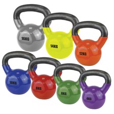 KETTLEBELL BOLLITORE RIVESTITO IN VINILE GHISA 6KG 8KG 10KG 12KG 14KG 16KG 24KG