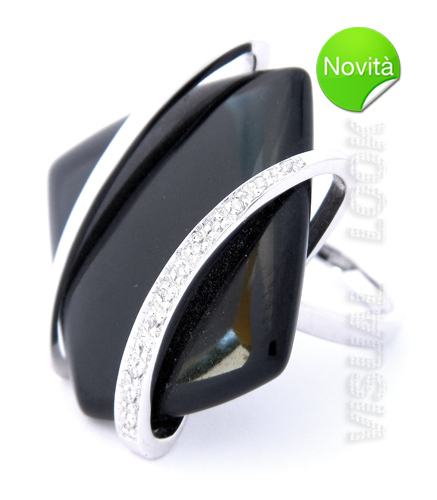 Comete oro anello pietra - comete, onice