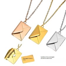 Collana personalizzata lettera busta con messaggio, incisione laser