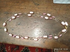  COLLANA MOLTO LUNGA DI PERLE BAROCCHE ROSA ALTERNATE A  PERLINE  LUCITE BIJOUX.