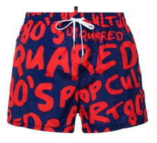 Costume Dsquared2 uomo D7B645580 blu e arancione logo all over