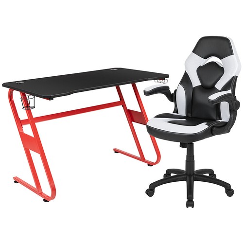 Scrivania gaming rossa sedia - e,