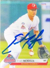 2019 Choice Memphis Redbirds #18 Evan Mendoza Rookie Cardinals AUTO FIRMATO