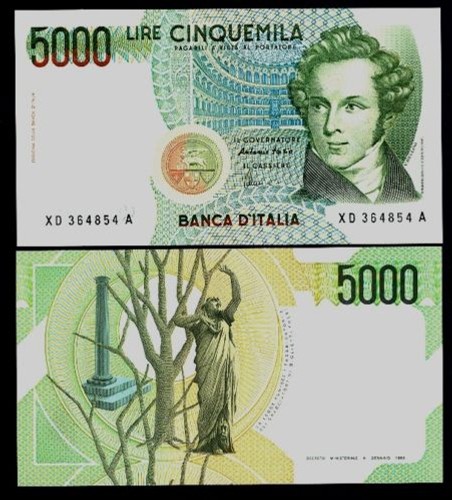 5000 lire bellini - lire, serie