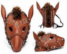 Maschera cavallo pelle marrone