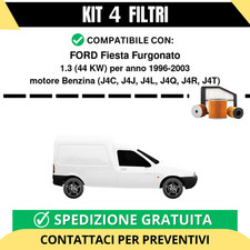 Kit 4 Filtri Tagliando per FORD Fiesta Furgonato 1.3 44 kw Benzina 1996-2003