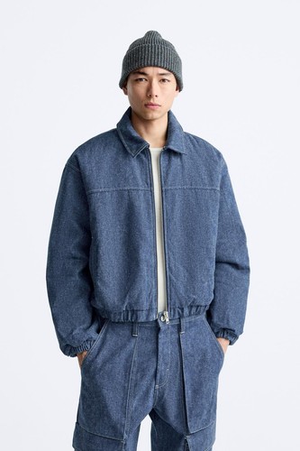 Zara giacca bomber denim blu - zara,